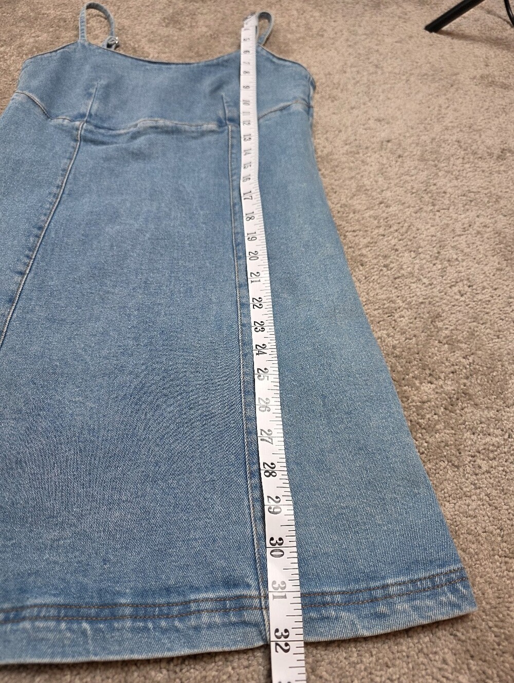 Lone Star- Light Wash Denim Mini Dress W/ Spaghetti Straps EUC Size -S - Picture 8 of 9